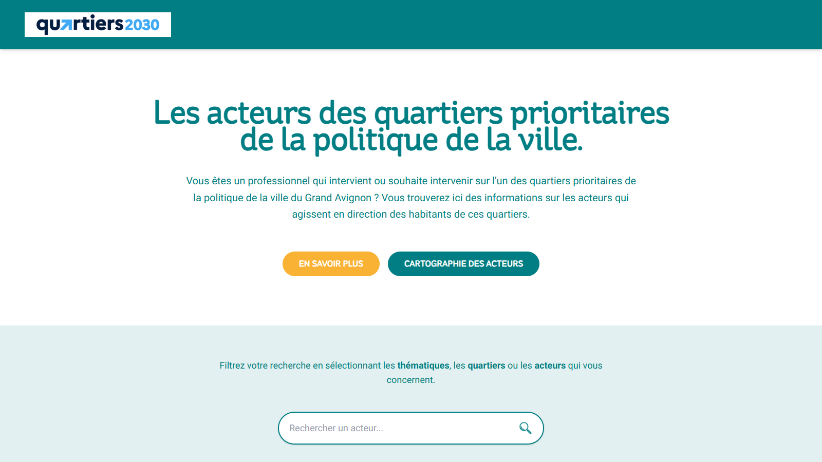 Capture d’écran du site Acteurs QPV du Grand Avignon